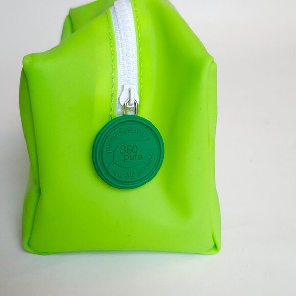 JAMIESON Vitamins Silicone Tote Cosmetic Bag NEW Unused BRIGHT CHEERFUL GREEN - Picture 7 of 7